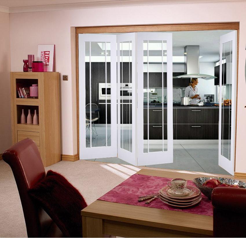 Roomfold Lincoln (clear glass) White Internal Folding Sliding Doors